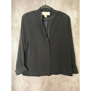 VTG 90's Doncaster Women Black Zipper Front Long Sleeve Blazer Jacket Size 4 S/M